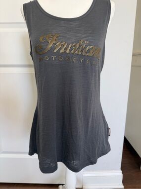 Indian Motorcycles Women's Gray Tank with Gold Script Logo